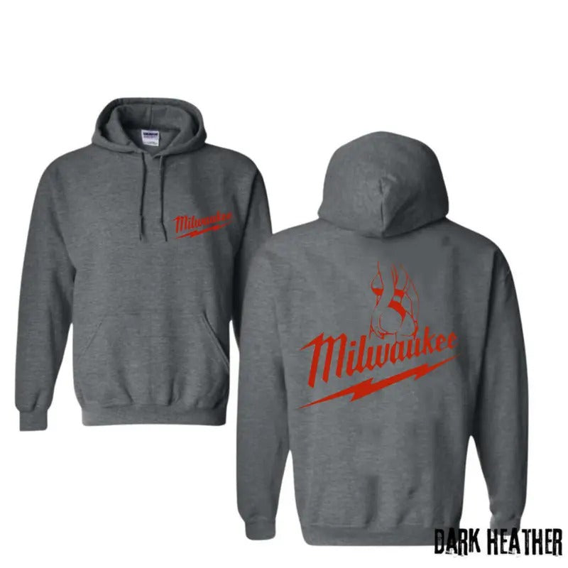 Milwaukee Funny Hoodie Funny Vintage Tee Unisex Crewneck Sweatshirt 100% Cotton Classic Style Casual Slim-Fitting - Menswear Collar Embroidered