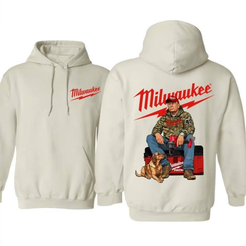 Milwaukeee Trump 47 Camo Hoodie 2 sides, Fuel Hand Drill Dog Hunter Unisex Hoodie, Gift for Father's Day, Mother's Day