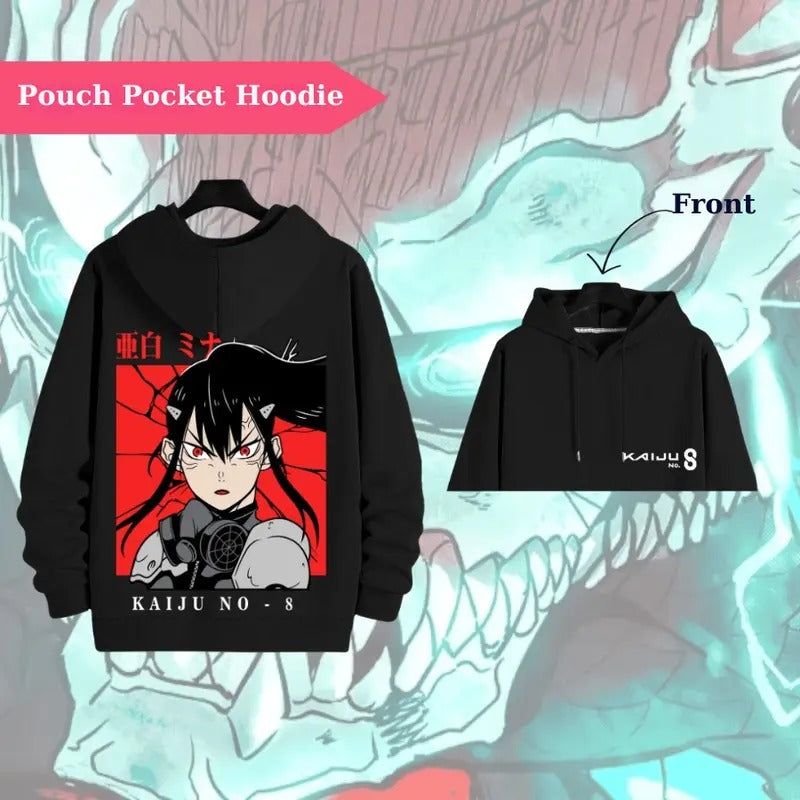 Mina Ashiro Kaiju No. 8 Hoodie, Stylish Anime Character Design, Perfect for Fans of Action and Adventure, Casual Cotton Wear
