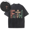 [ Mineral Wash ] Faith Christian Washed Shirt Jesus Graphic Washed Style Shirt