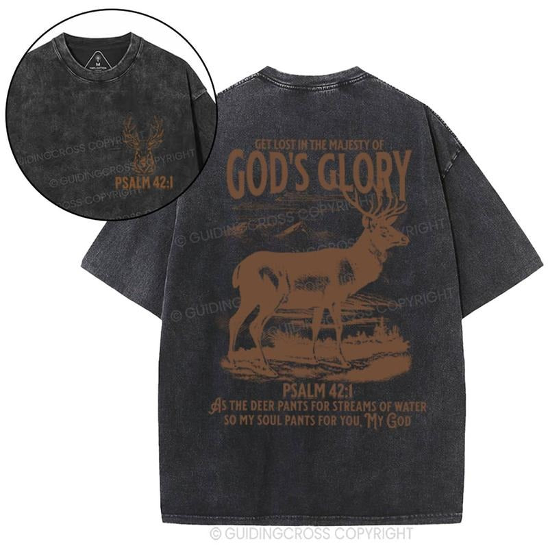 [ Mineral Wash ] God's Glory Christian Washed T-Shrit Jesus Graphic Washed Style Shirt