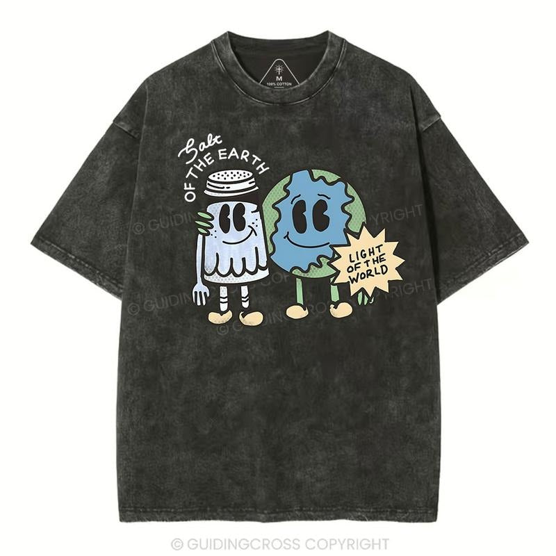 [ Mineral Wash ] Salt Of The Earth Light Of The World Christian Washed TShirt Jesus Graphic Washed Style Shirt
