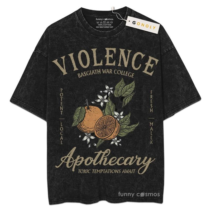 [ Mineral Wash ] Violence Apothecary Fourth Wing Tee, For Fans Lover Book, Bookish, Graphic Washed Style Shirt Hoodie,...