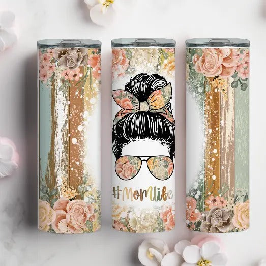 Mom Life Floral Tumbler
