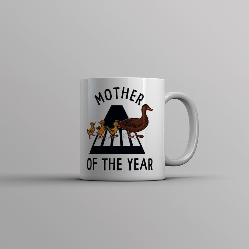 Mother Of The Year Mug Funny Cute Momma Duck Street Crossing Novelty Cup-11oz Funny Coffee Mugs Ceramic Printed Drinkware Cup