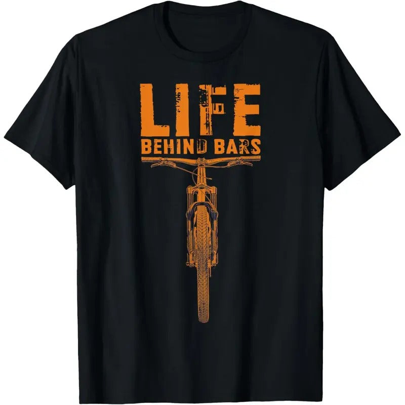 Mountain Bike T-Shirt: Life Behind Bars Funny Biking T-Shirt Made in USA