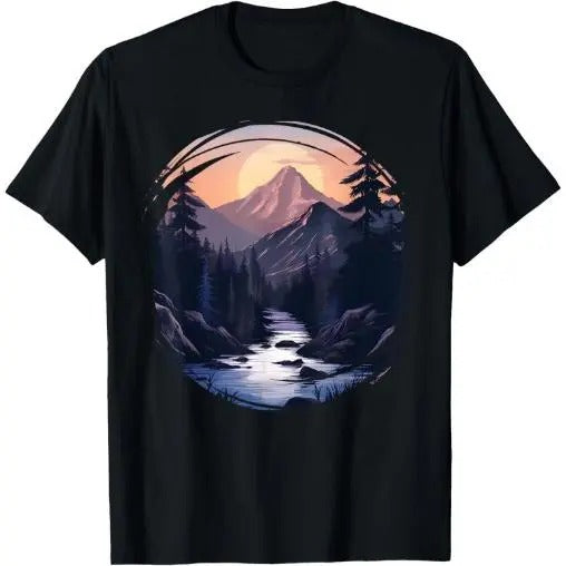 Mountain Hiking Climbing Outdoor Nature Forest Mens Graphic T-Shirt Made in USA