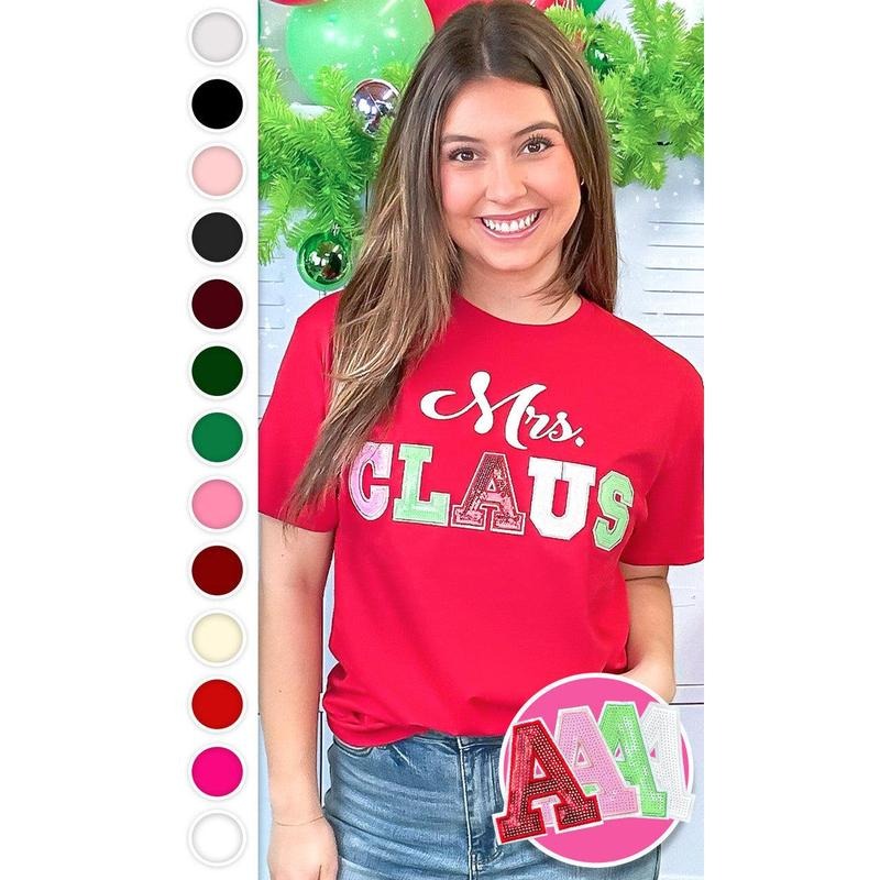 Mrs Claus Sequin Christmas Graphic T-Shirt