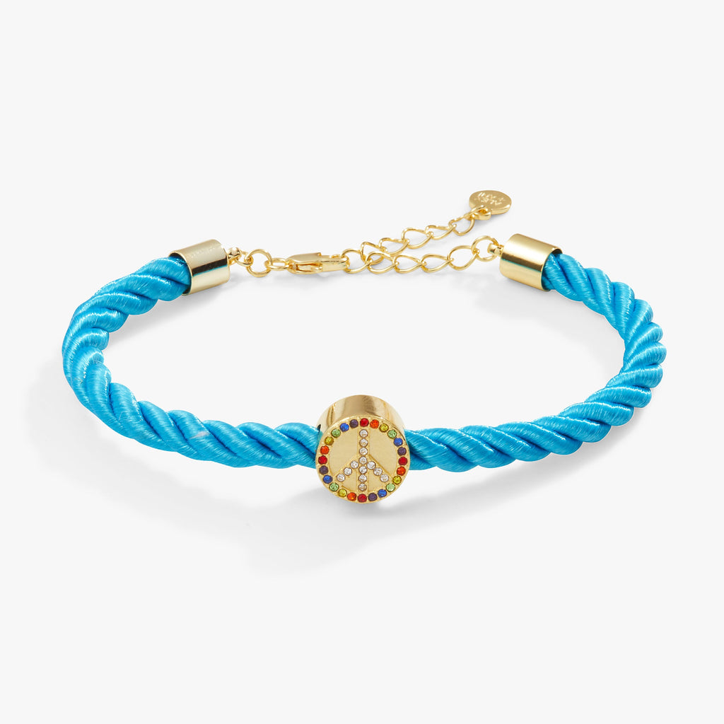 Multicolor Peace Adjustable Cord Bracelet