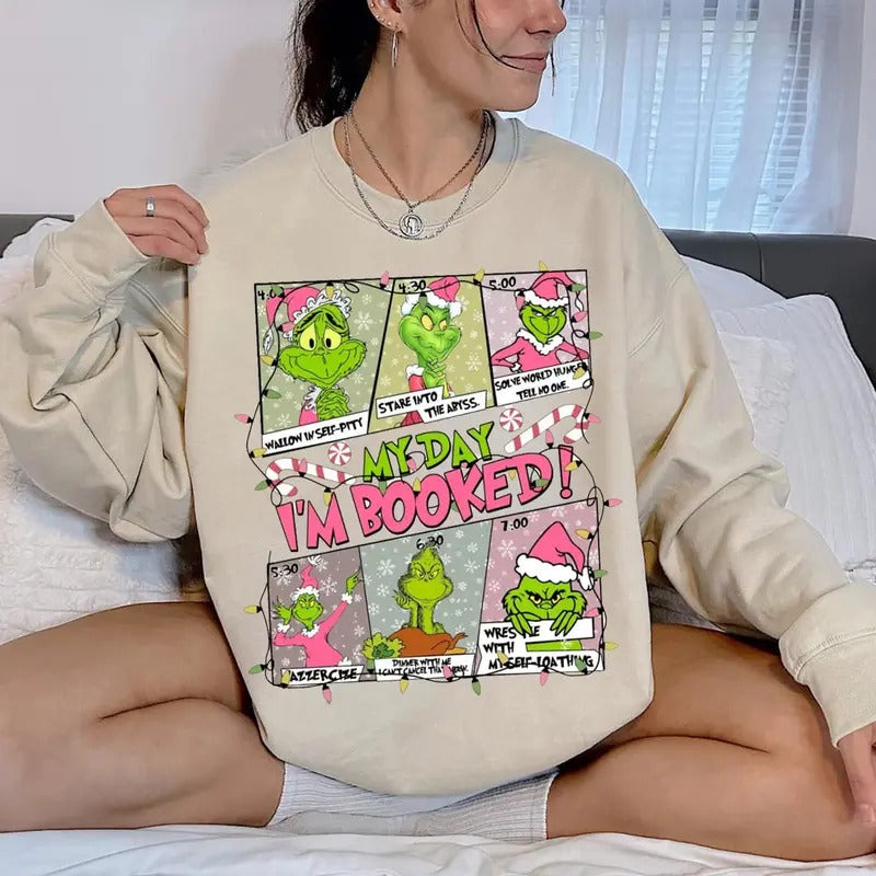 My Day I'm Booked Sweatshirt, Christmas Schedule Tee Shirt, In My Christmas Era T-Shirt, Xmas Schedule Sweater, Pink Christmas Shirt, Gift For Holiday