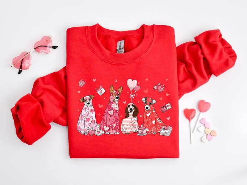 My Dog Is My Valentine Sweatshirt, Valentine Dog Sweater, Dog Sweatshirt, Pet Lover Gift, Valentines Day Shirt, Valentines Sweatshirt, Gifts For Women, Long Sleeve Crewneck Shirt, Valentine Gifts, Gifts For Valentines Day Cute Fit Fitted Womenswear
