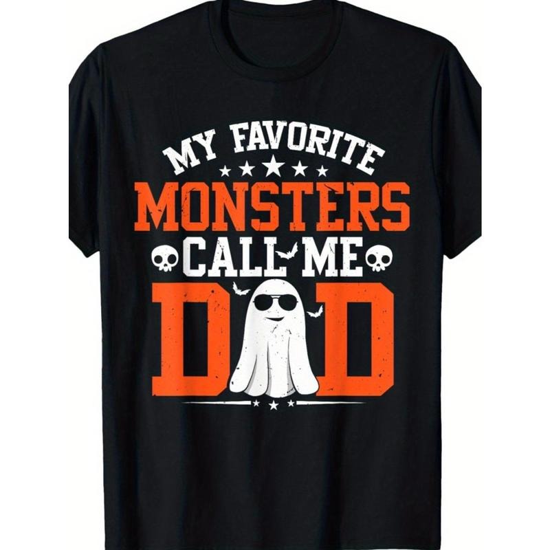My favorite monster called my dad Funny Dad Halloween Ghost T-shirt made in usa