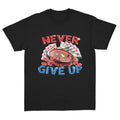 Never Give Up Gambling T-Shirt Featuring Bold and Motivational Design for Fans