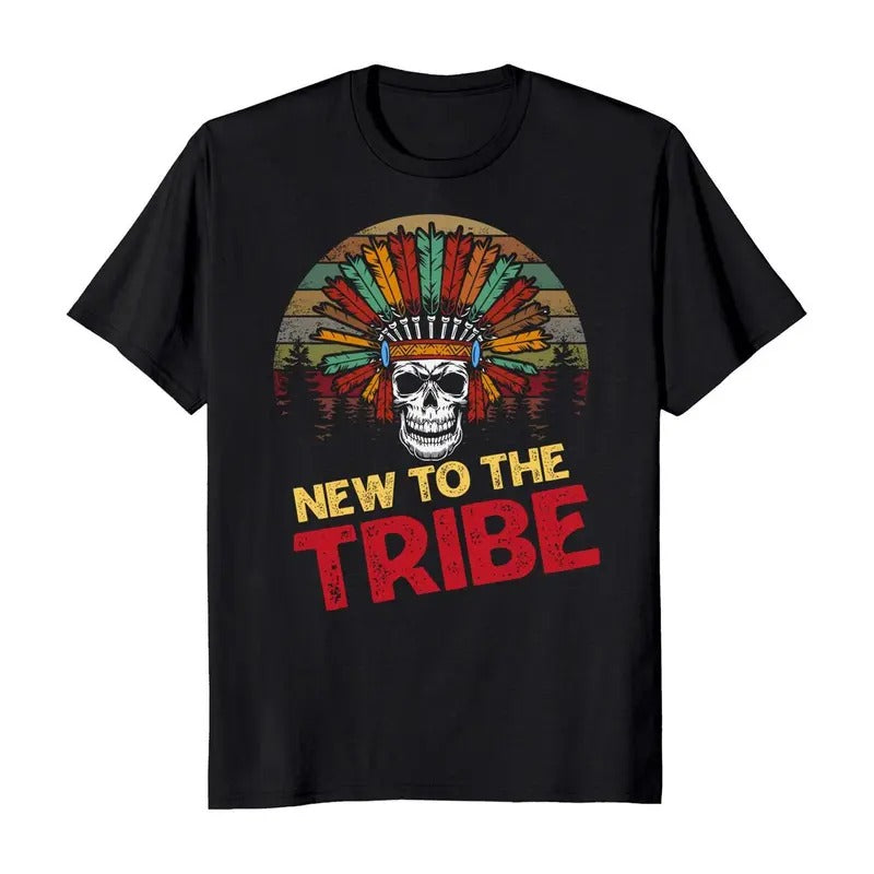 New To The Tribe Native American Men's T-Shirt Crewneck Casual
