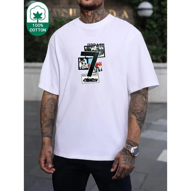 New classic American casual, cotton T-shirt, niche design printing, high-quality breathable material, soft and skin friendly Made in USA