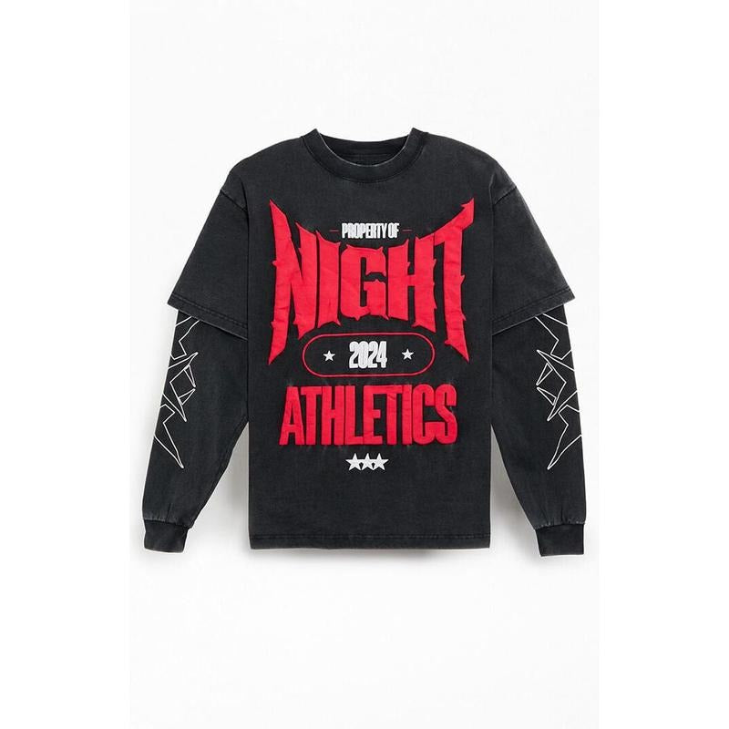 Nightlab Men's Gym 2fer Long Sleeve Puff Graphic T-Shirt - Multicolor