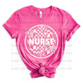 Nurse Bolt Checkered Circle DTF Transfers - THIS IS NOT A SHIRT