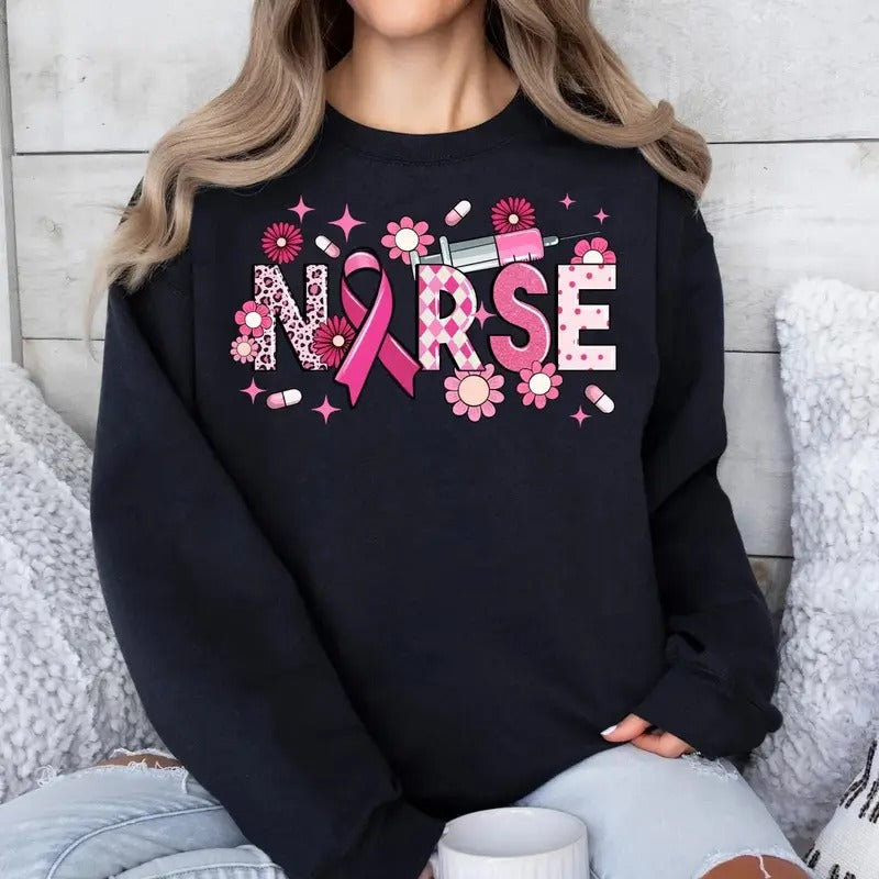 Nurse Breast Cancer  sublimation Sweatshirt , Breast Cancer Awareness , Cancer Awareness , Cancer, Sweatshirt Women, Womenswear, Underwear