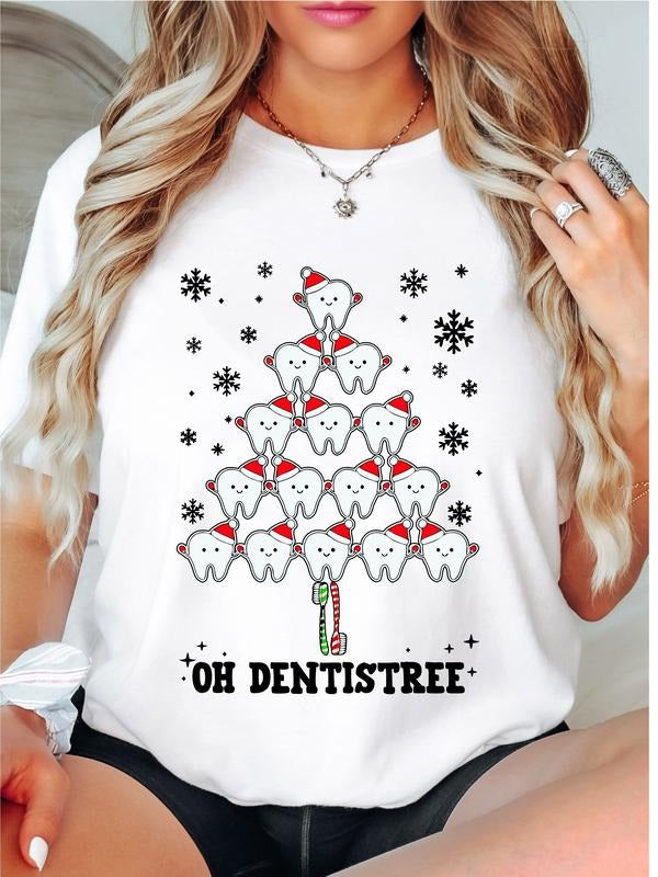 Oh Dentistree T-Shirt, Christmas Tooth Tree Shirt, Christmas Dentist Student Tee, Christmas Dentist Gift Tee, Christmas...