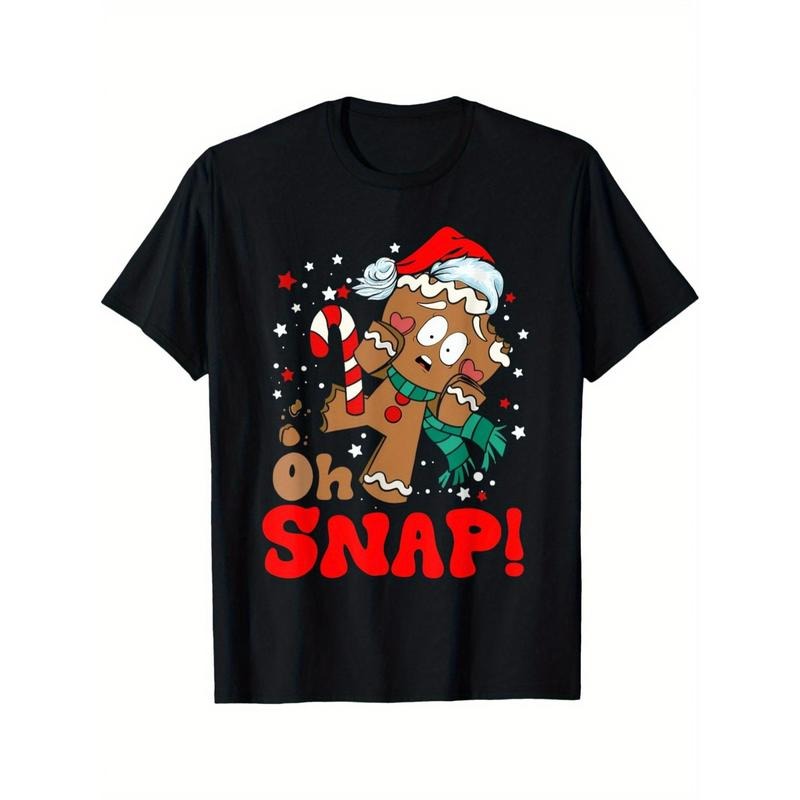 Oh Snap Gingerbread Man Christmas Funny Cookie Baking Xmas men's T-Shirt made in usa