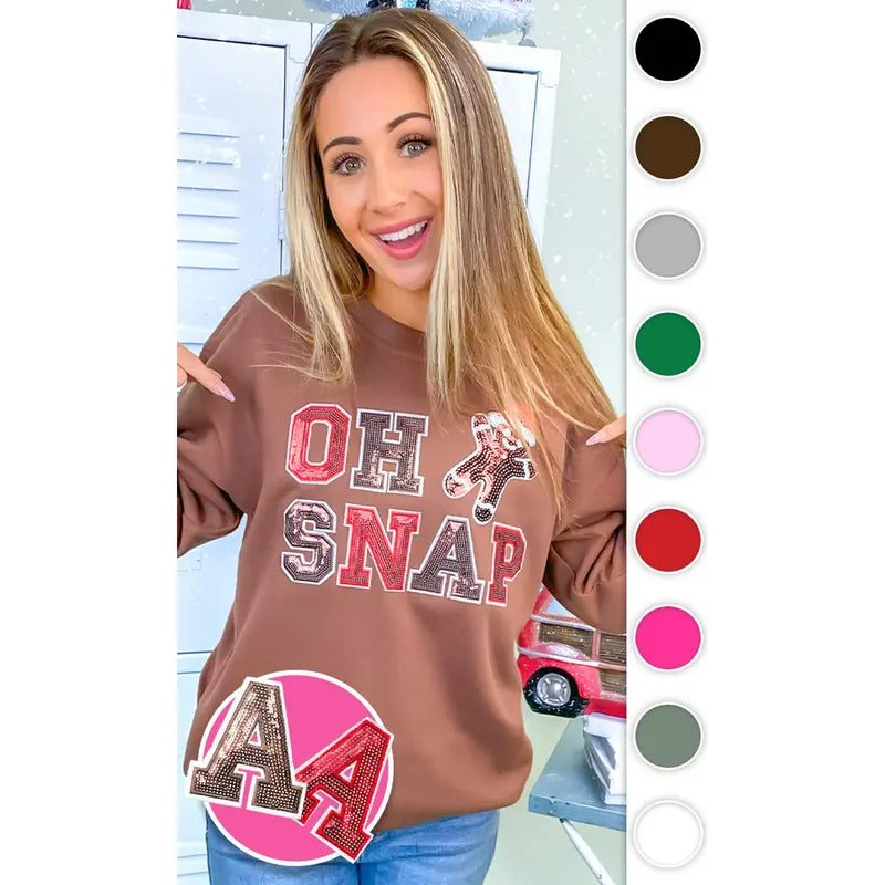 Oh Snap Sequin Christmas Graphic Sweatshirt