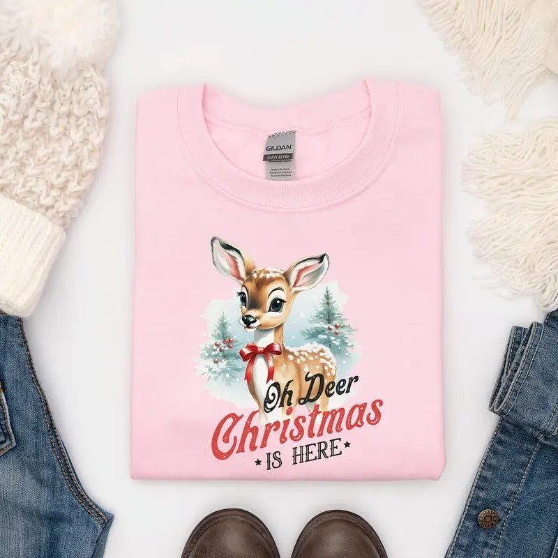 Oh deer Christmas is here christmas sweater, Christmas Sweatshirt
