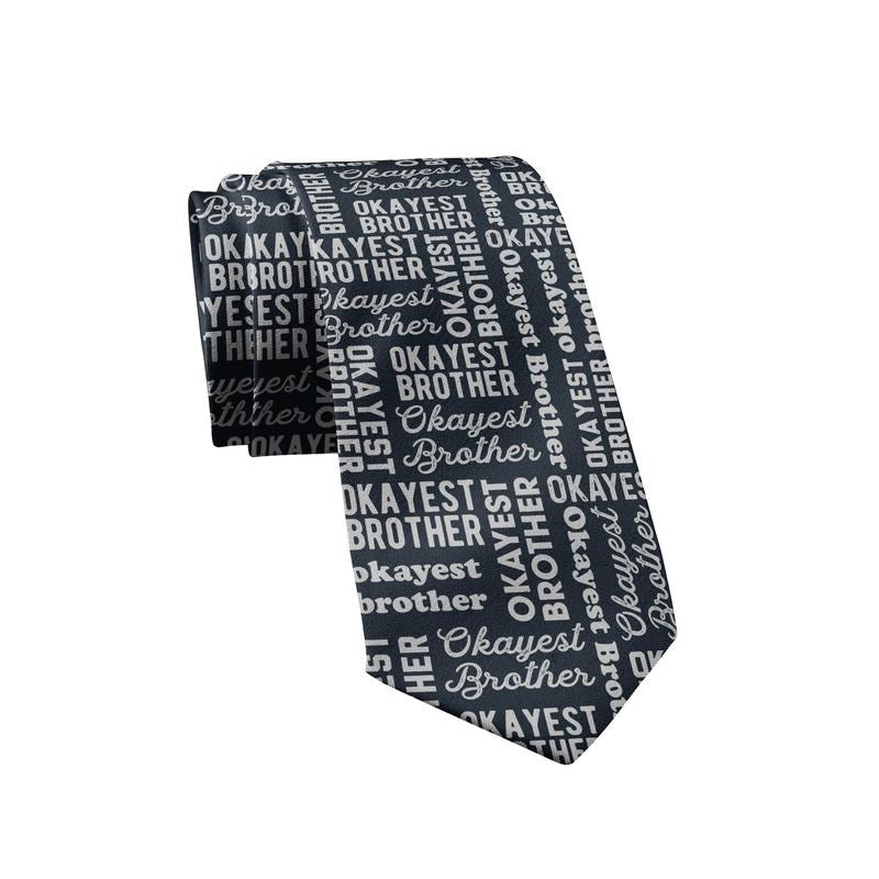 Okayest Brother Necktie Funny Neckties for Men Nerdy Tie for Guys Mens Novelty Neckties Funny Ties