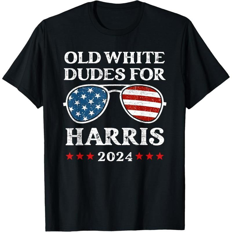 Old White Dudes For Harris Sunglasses Dad Papa For Kamala T-Shirt made in usa