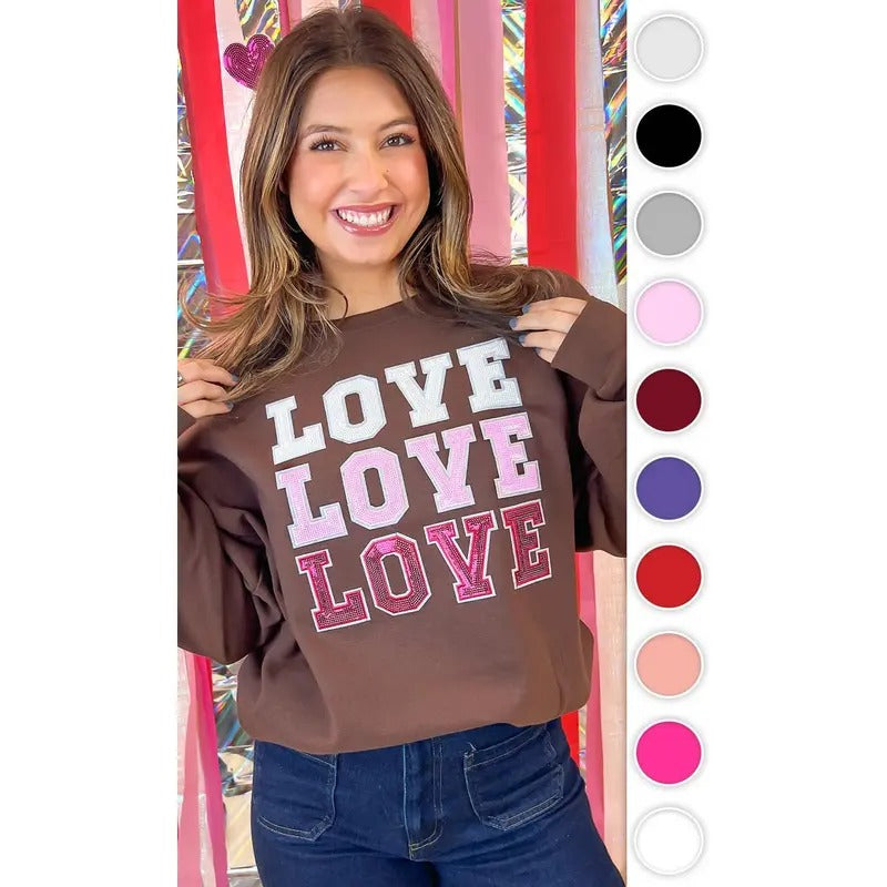 Ombre Sequin Love Valentines Graphic Sweatshirt