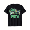 One Lucky Paraprofessional St. Patrick's Day T-Shirt for Men & Women – Black Cotton Tee with Colorful Glittery Print, Casual Round Neck, Machine Washable, Casual Wear | Glittery Print Tee | Comfortable Fit Made in USA