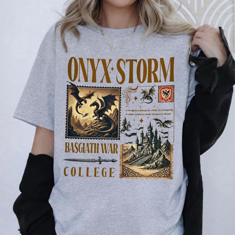Onyx Storm T-Shirt Fourth Wing Series Shirt , Dragon Rider, Bookish Tee Gift For Book Lover, Fantasy Book Tairn Andarna, Classic
