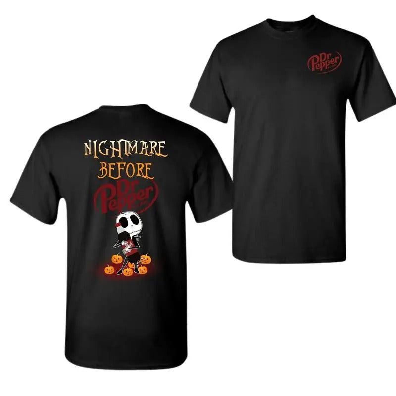 Oversized Jack Skellington Hug Dr Pepper Nightmare Before Halloween T-Shirt, Sweatshirt, Hoodie, 2 Sided T-Shirt For Men And Women, Trendy Shirt