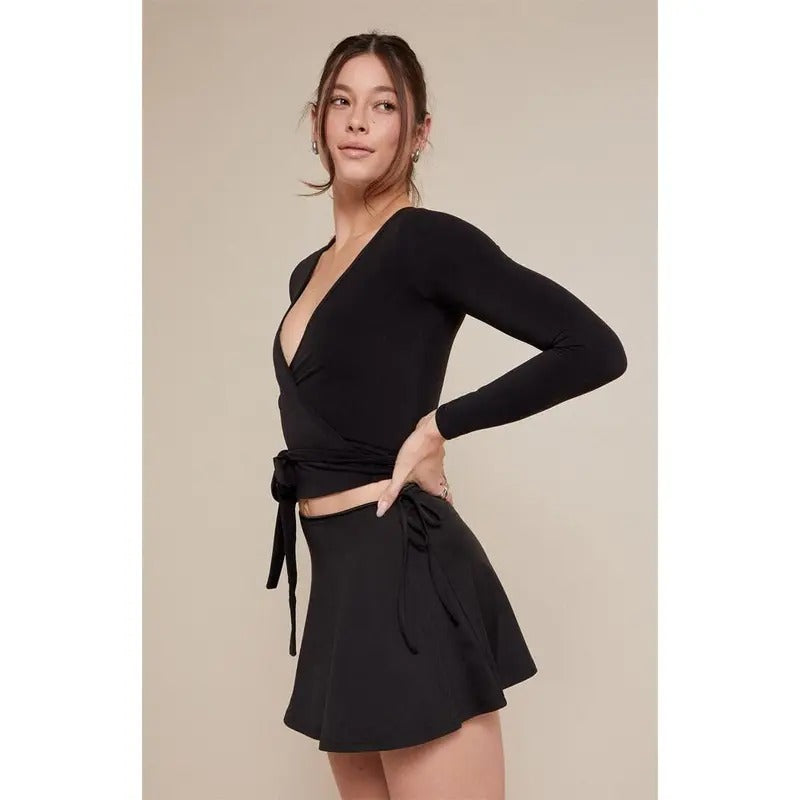 PAC 1980 Women's PAC WHISPER Active Black Leila Wrap Mini Skort