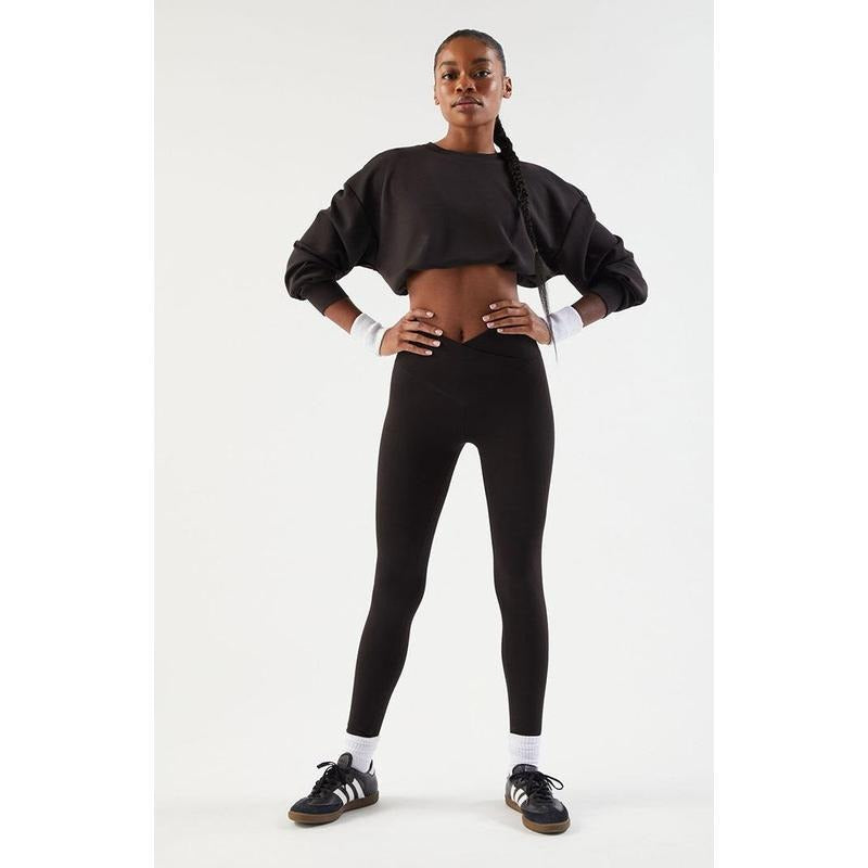 PAC 1980 Women's PAC WHISPER Black Active Crossover Yoga Pants