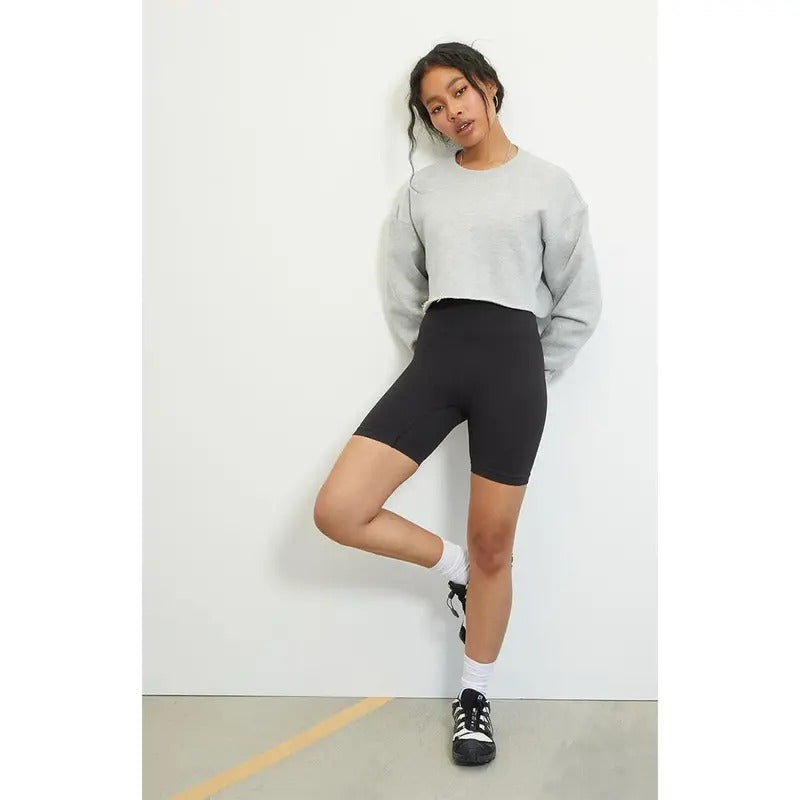 PAC 1980 Women's Raw Hem Cropped Crew Neck Sweatshirt