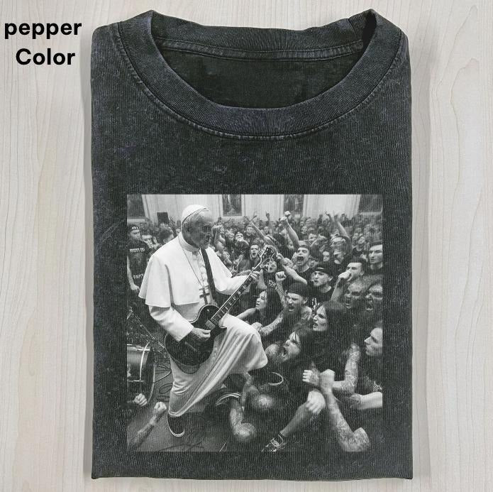 POPE T-SHIRT, Rock music T-shirt, Pope Francis T-SHIRT, Funny Graphic T-shirt, Unisex Movie Shirt Menswear Womenswear