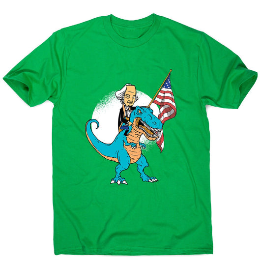 President riding t-rex - men's funny premium t-shirt