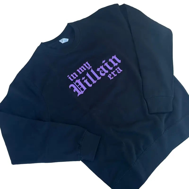 PURPLE In My Villain Era TM Embroidered Crewneck Sweatshirt Menswear Stylish