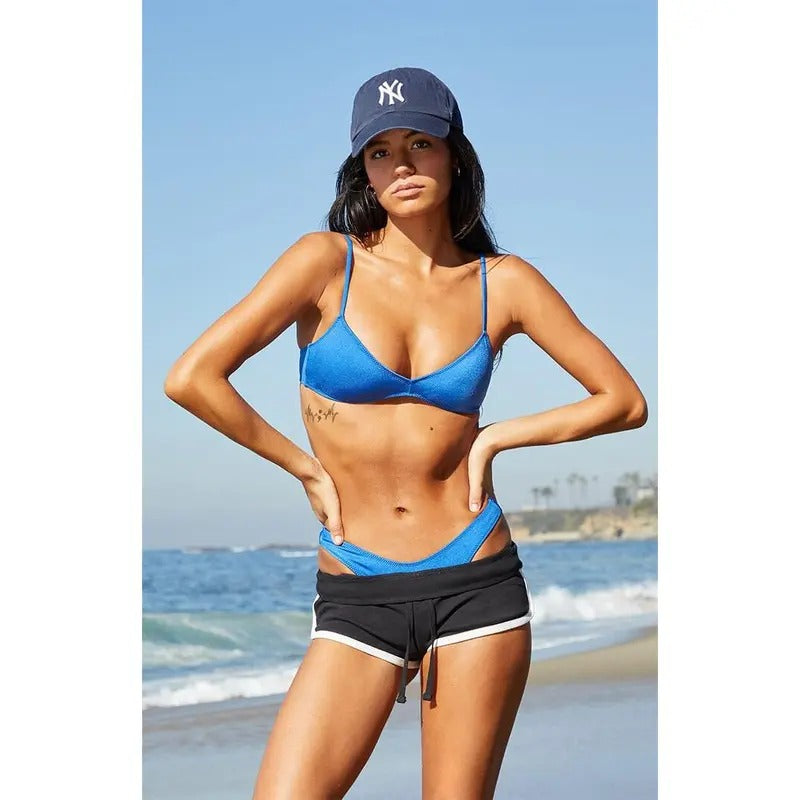 Pacsun Women's Blue Dana Shine Triangle Bikini Top