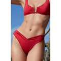 Pacsun Women's Red Lotus Shine V Shirred High Cut Bikini Bottom