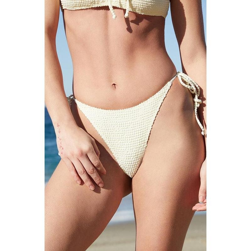 Pacsun Women's Yellow Textured Rebecca Tie Side Bikini Bottom