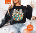 Painted Pumpkin Sweatshirt, Trendy Coquette Fall Crewneck