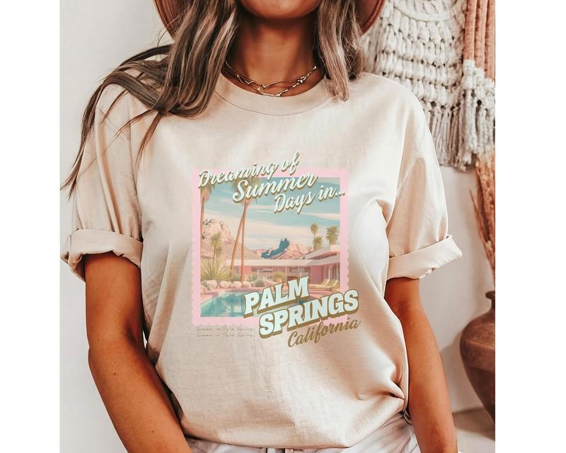 Palm Springs Shirt Beach Tshirt Beachy Tee Oversized Tshirt Distressed Summer Tee Vsco Coconut Girl Y2k Beach Shirt...