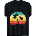 Palm Tree Sunset Tropical Beach Summer Vacation T-shirt Made in USA