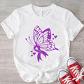 Pancreatic Cancer Awareness T-Shirt, Purple Ribbon Butterfly Shirt, Matching Cancer Support Tee, Unisex Pancreatic Cancer Survivor Shirt.