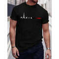 Paris Letter Graphic Short Sleeve Tee For Men Made in USA