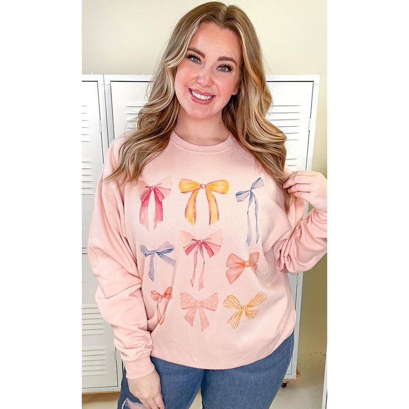 Pastel Bow Graphic Sweatshirt
