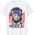 Patriotic Shirts For Men, Abraham Lincoln 4th Of July Merica American Flag T-Shirt Menswear Casual Cotton Fashion Top