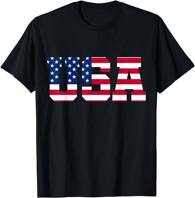 Patriotic Shirts For Men, USA Flag T-Shirt Menswear Top Casual Cotton Fashion Basic