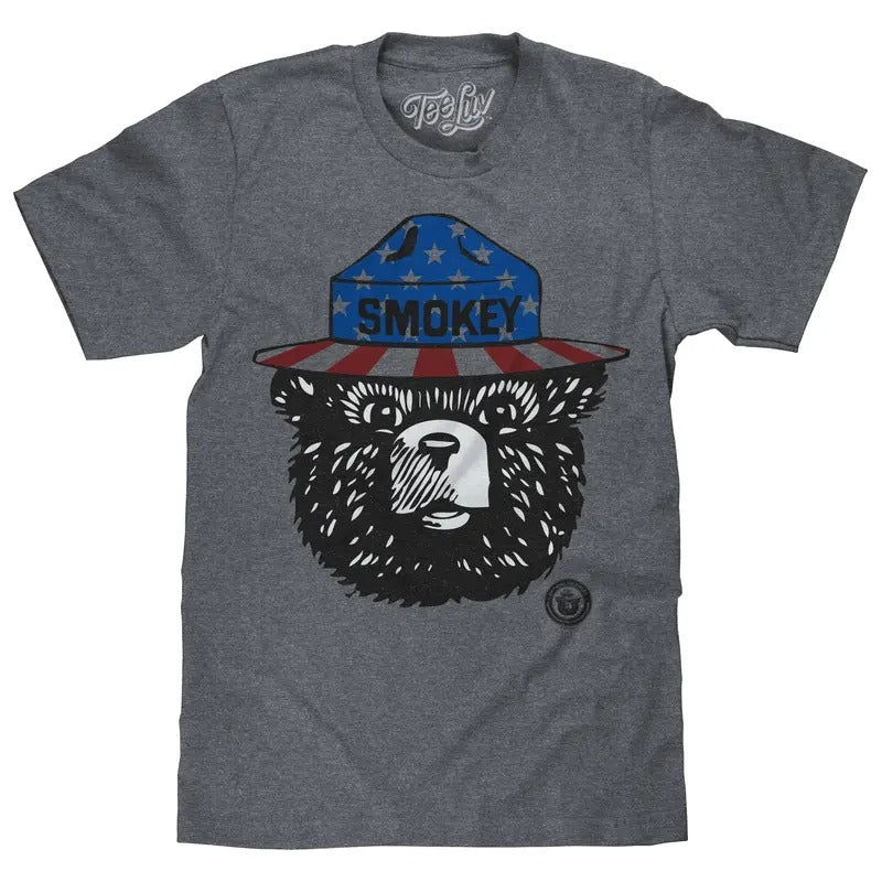 Patriotic Smokey Bear T-Shirt - Gray